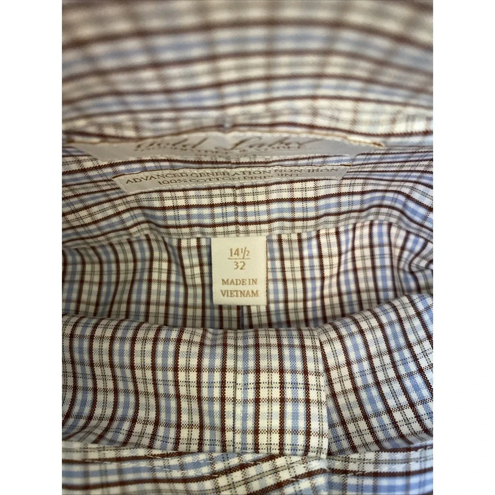 Roundtree &‎ Yorke Gold Label Men's Small 141/2 X 32 Button Up Gingham Shirt - Picture 11 of 12